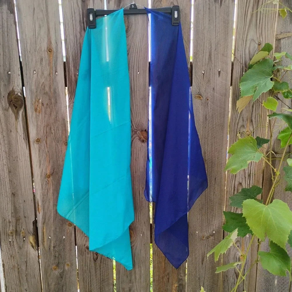 ​Vtg Scarf Lot Of 2 Morsly Paris Accessories Blue Sheer Square Scarves Japan 26